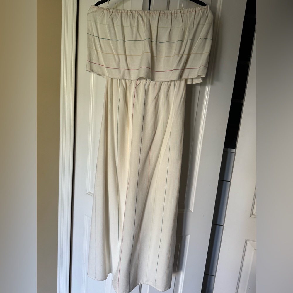O'Neill Cream midi Dress with Subtle Stripes small